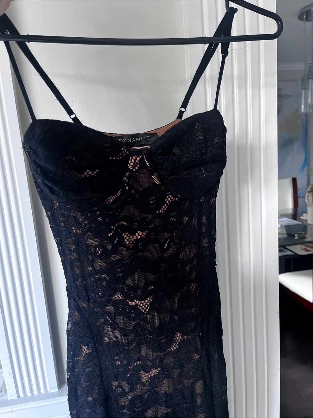 Dynamite Black Lace Chemise with Adjustable Straps